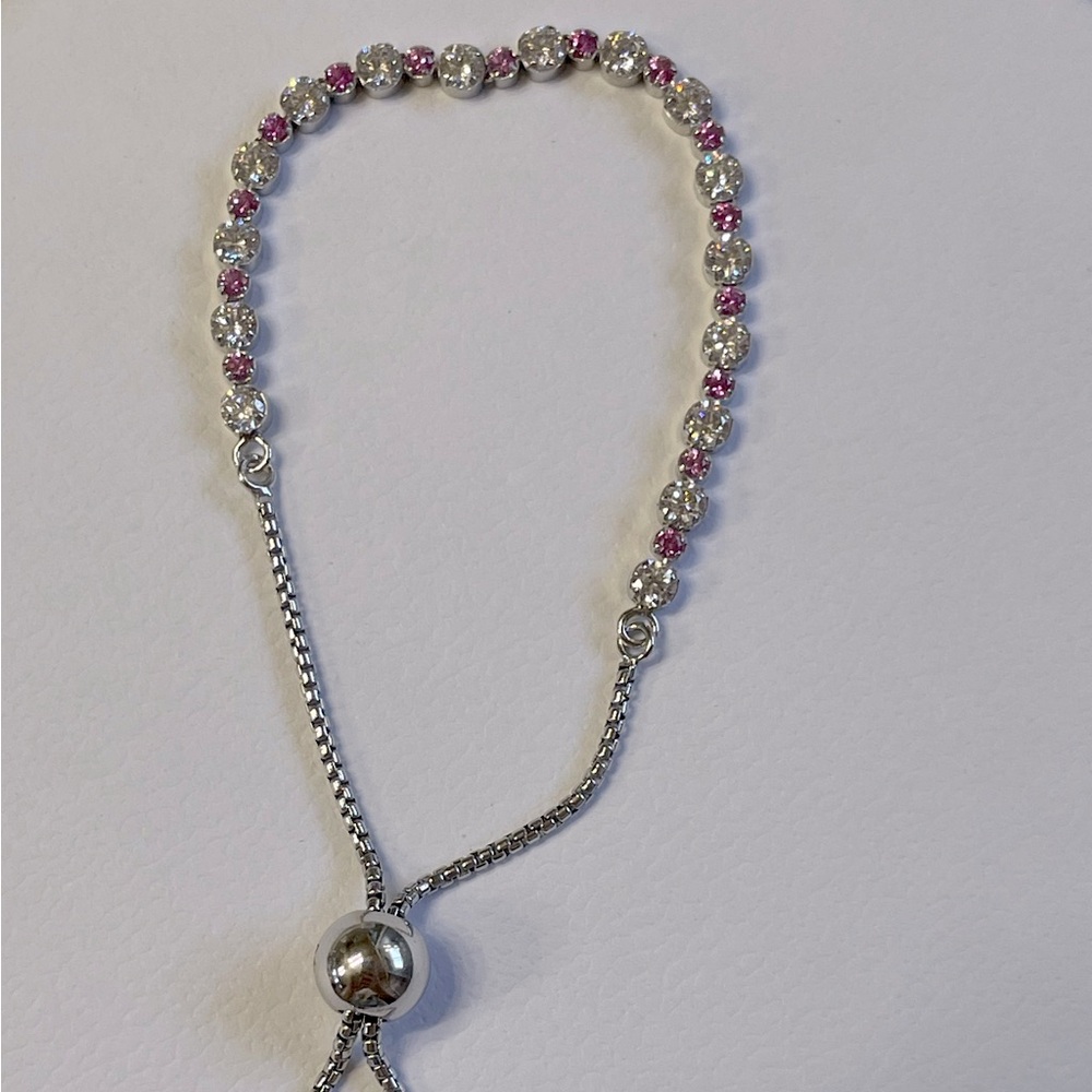 PANDORA Pink & Clear Sparkle Slider Bracelet